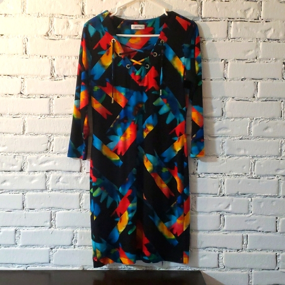 Colorful Calvin Klein tunic dress with gold detail - Picture 2 of 4